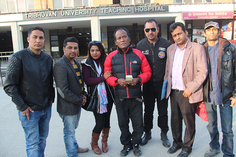 Music Video Director nava Dhungel Singer rajesh hamal and actor bikrant basnet donate purna Gurung1